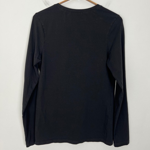 Pact Black Organic Cotton Long Sleeve Crew Neck T Shirt Women Size Medium - Picture 2 of 6